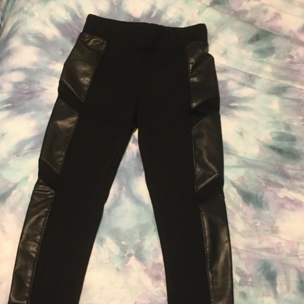 Forever 21 Black Leggings w/ Leather on the sides